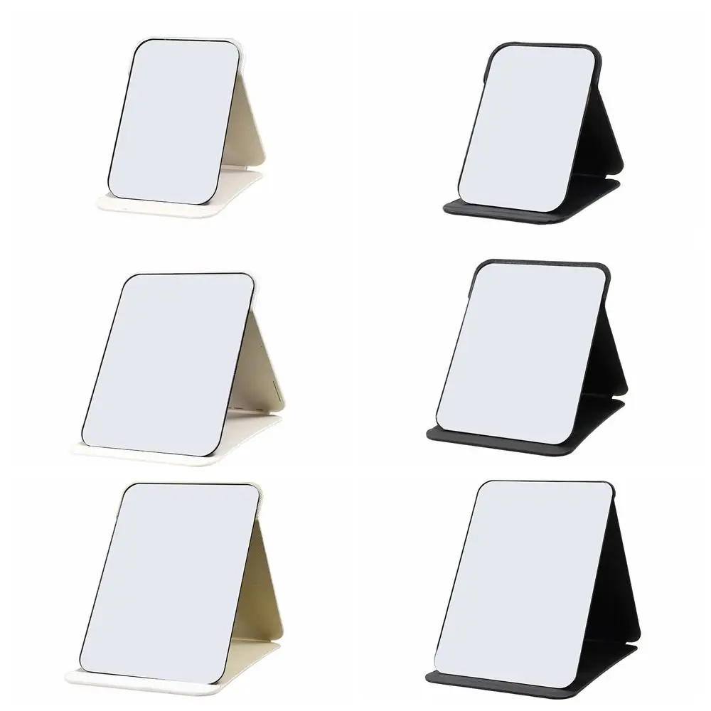 Standable Square Shape Folding Mirror PU Leather Cosmetic Makeup Mirror Adjustable Portable Table Mirror Domestic
