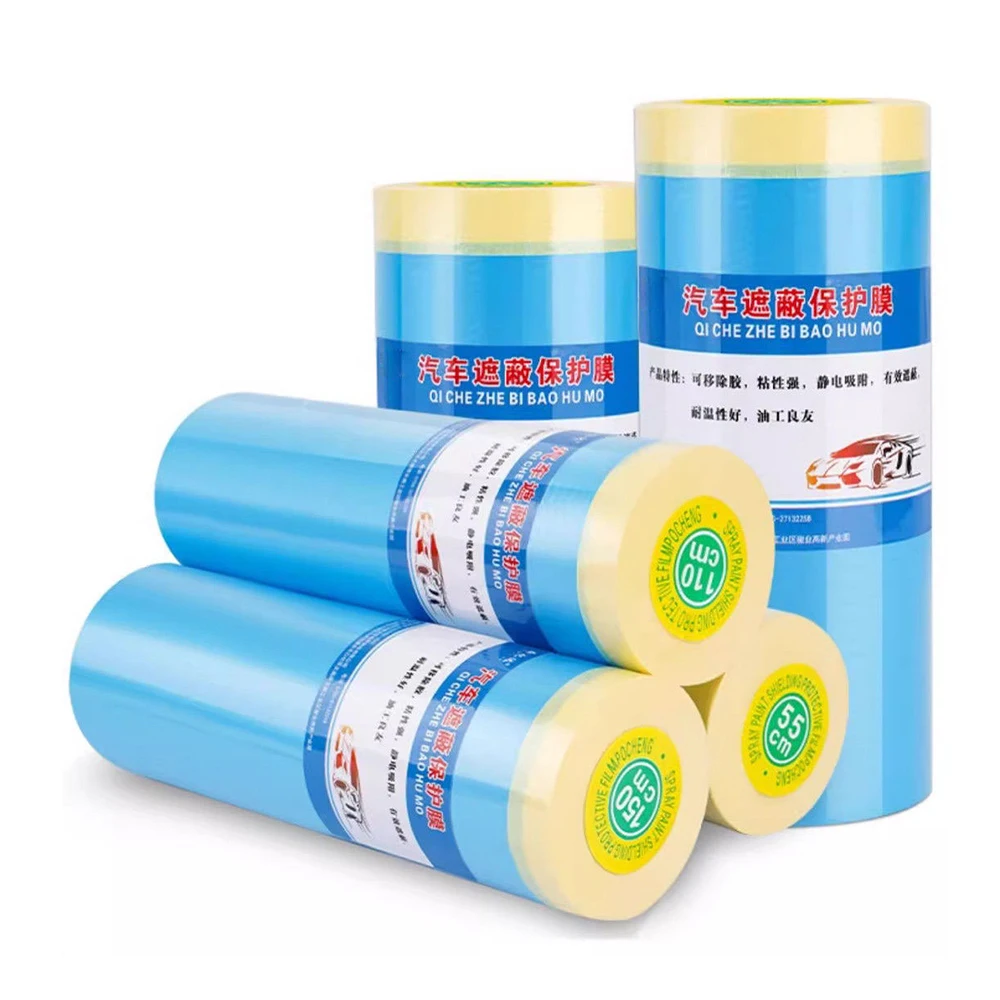 Self-Adhesive Pre-Taped Masking Film Tape and Drape Plastic Drop Cloth for Wall Furniture Car Painting Decorating Paint Protect
