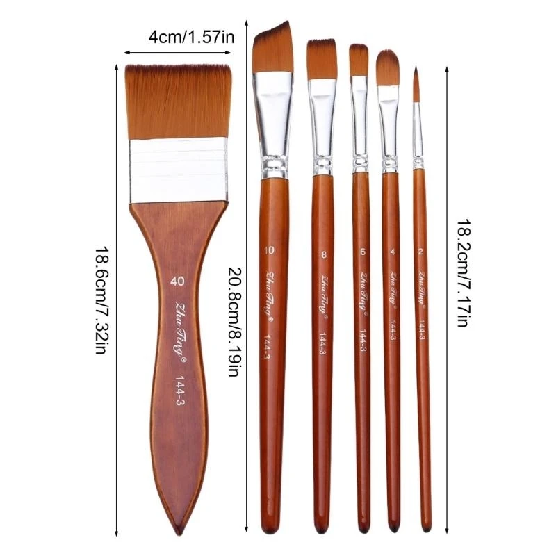 9pcs professioneller Holzpackung Pinsel Nylon Borstenpinsel für Künstleranfänger