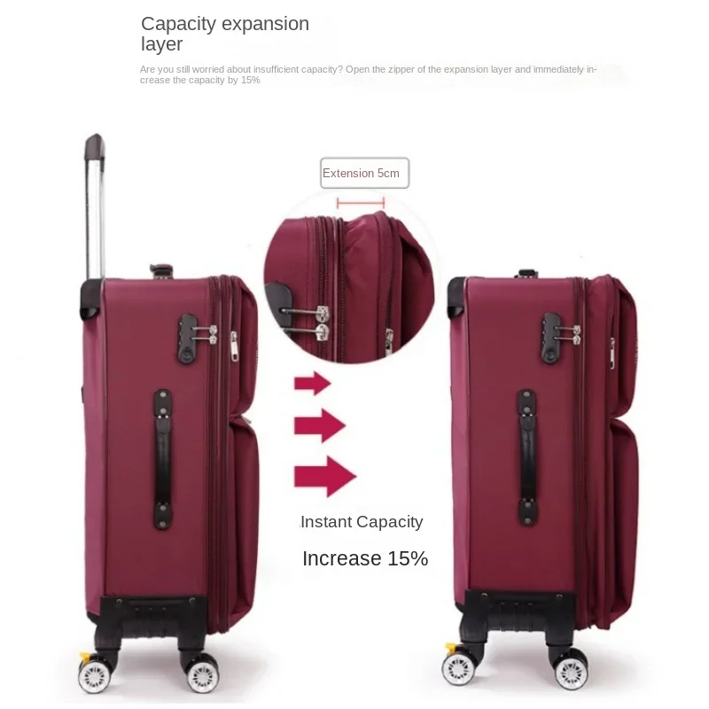 Imagem -02 - Bagagem Grande Capacidade Bolsa Extensível Trolley Case 20 Mala de Viagem Feminino Travel Bolsa Oxford Durável Senha Mala Masculino 28 Malas