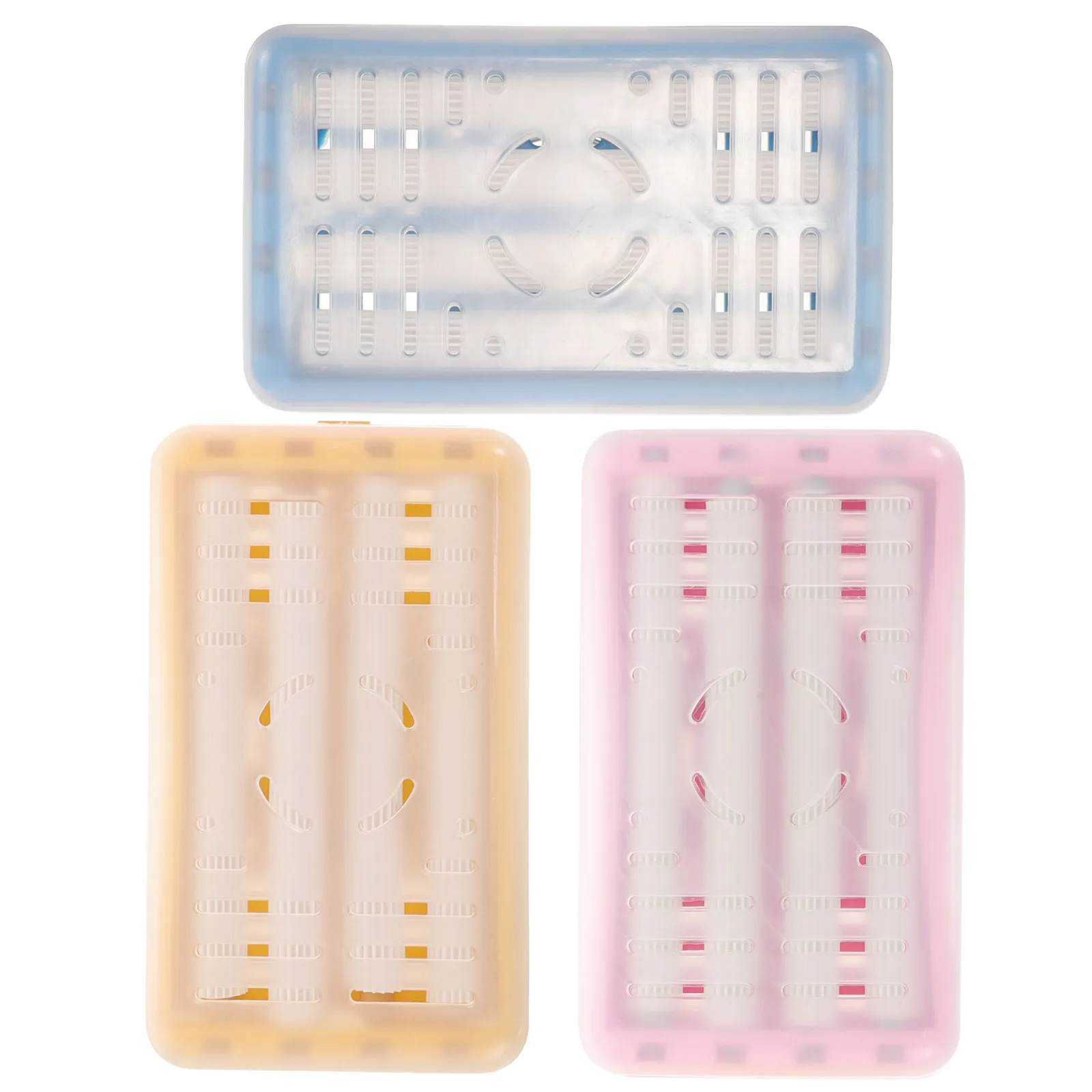 

3Pcs Laundry Soap Holder Hollow Drainage Soap Dish Bar Storage Box with Rollers for Bathroom Kitchen Countertop Use
