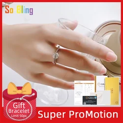So-Bling 100% Pass Diamond Tester Moissanite Ring 925 Sterling Silver Rings For Women Sparkling Wedding Eternity Gift Jewelry
