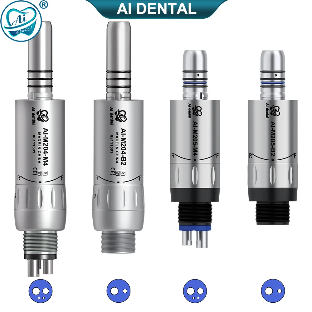 Dental Air Motor AI-M205/M204 Non-Optic Air Motor Inner Water Spray E-type Contra Angle Handpiece 2/4 Holes with Stainless Body