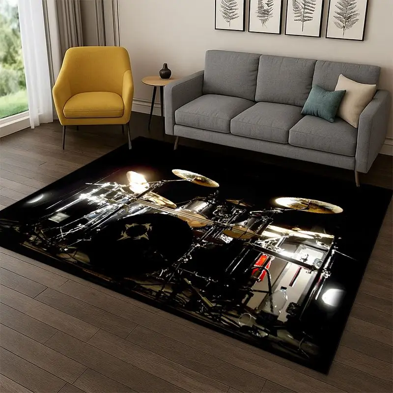 Drum Kit Drum Set Music Instruments Carpet Rug for Bedroom Living Room Sofa Playroom Doormat Home Decor,Kid Area Rug Non-slip