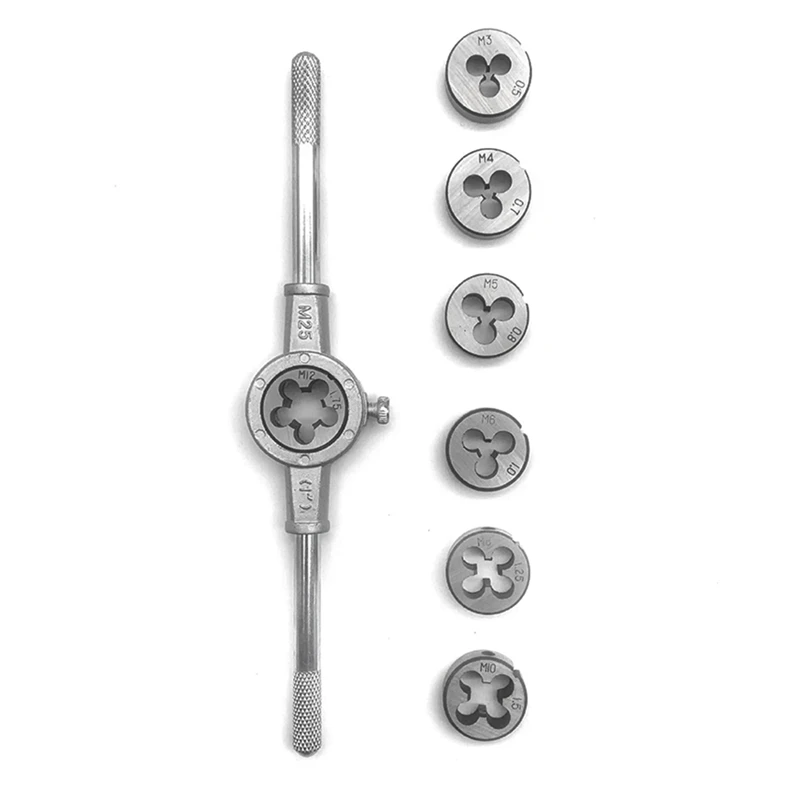 

M11K-8Pcs Метрический ручной метчик и набор штампов M3-M12 Заглушки для винтовой резьбы Прямые конические развертки Инструменты Набор штампов для винтов Ручной инструмент