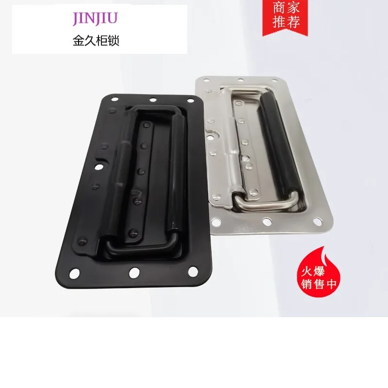 square concealed embedded spring folding handle toolbox side handle with rubber sleeve Industrial Equipment Cabinet Pull handle