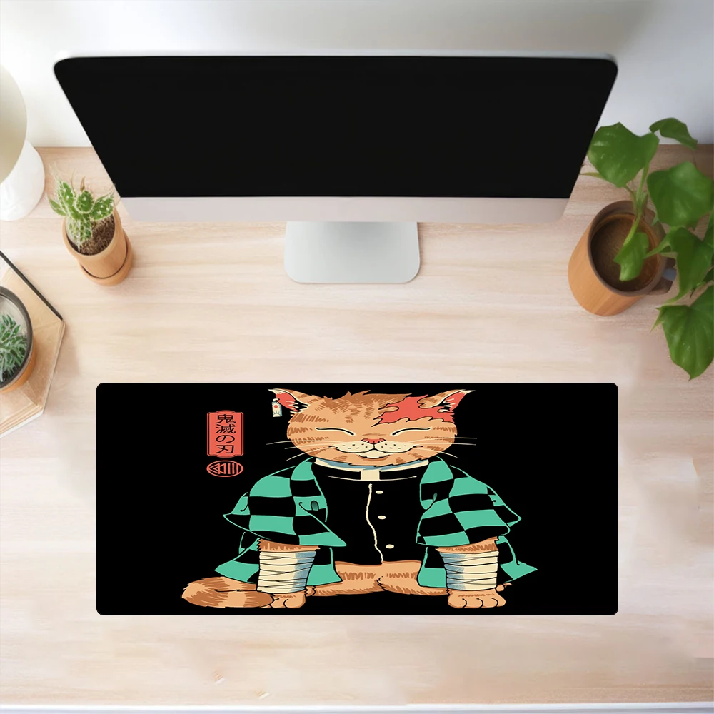 Samurai Cat Mouse Pads Gaming Mousepad Gamer Mouse Mat Mousepads XXL 90x40cm for Computer Keyboard Mats Desk Pad