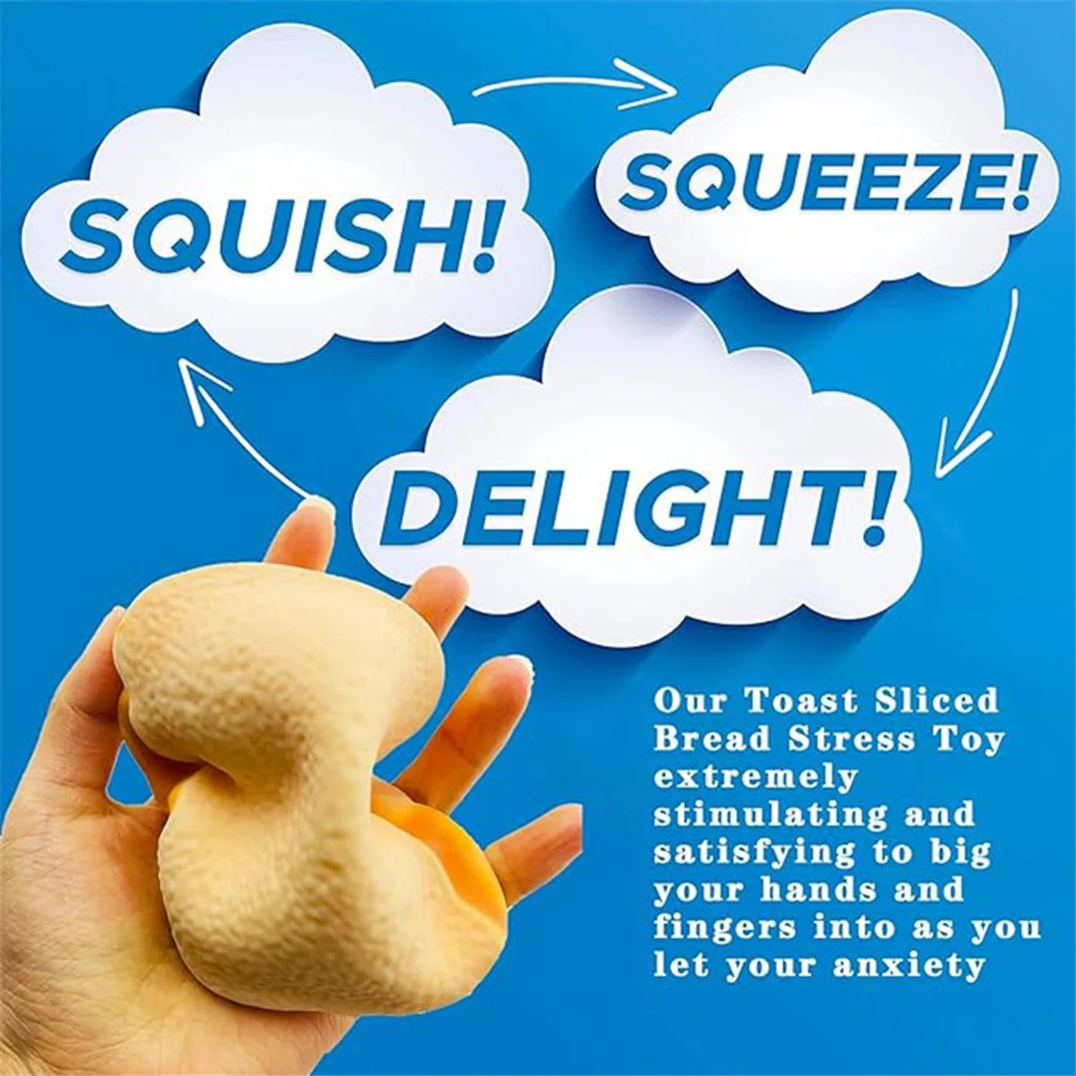 Squeeze Bread Toy para Stress Relief, Squeeze Toy, Sensory Fidget Toys, Engraçado, Tricky, Bread Shape