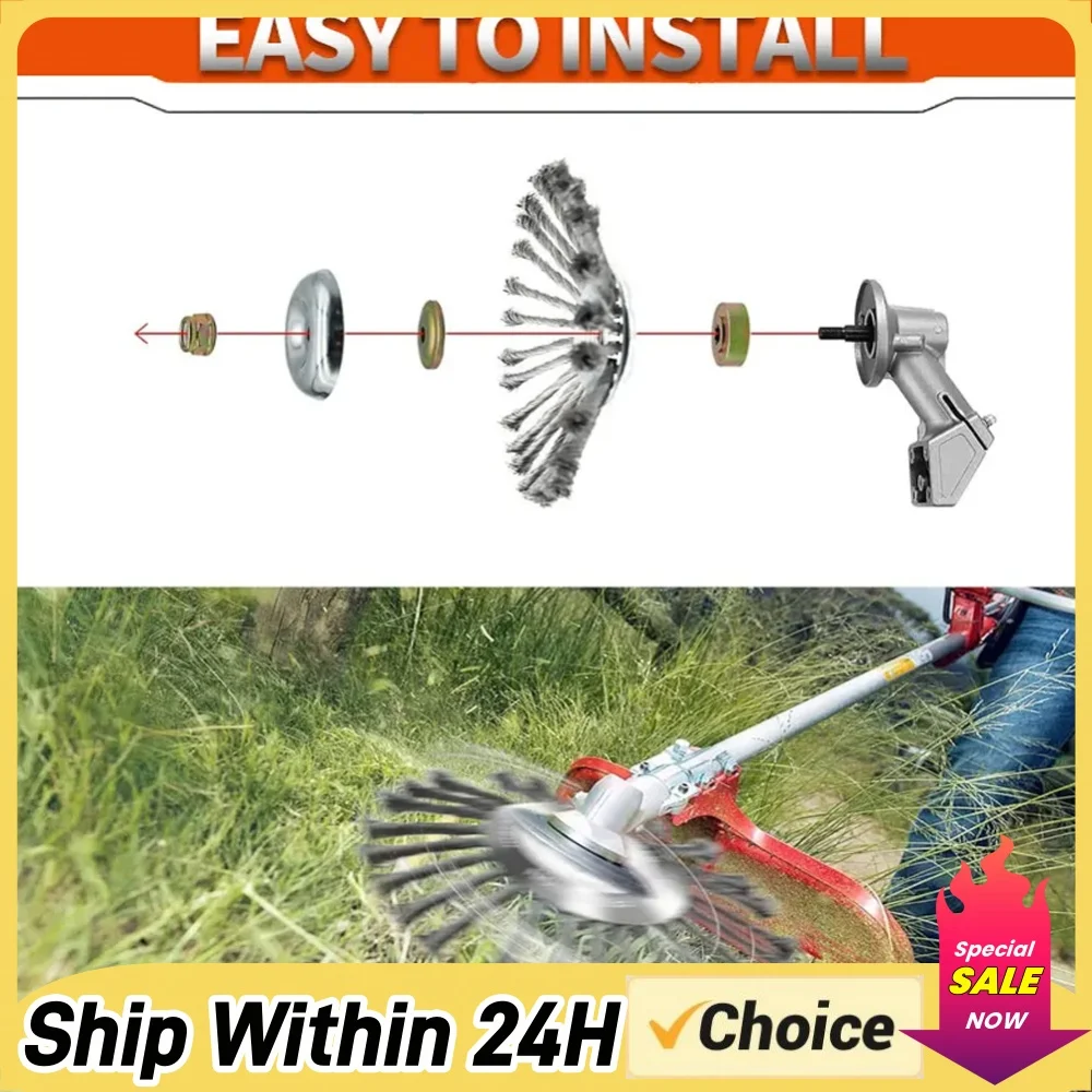 10inch Garden Weeding Brush Universal Rotary Brush Removal Rust Brush Cutter Head Lawn Mower Brush Cutter Accessories