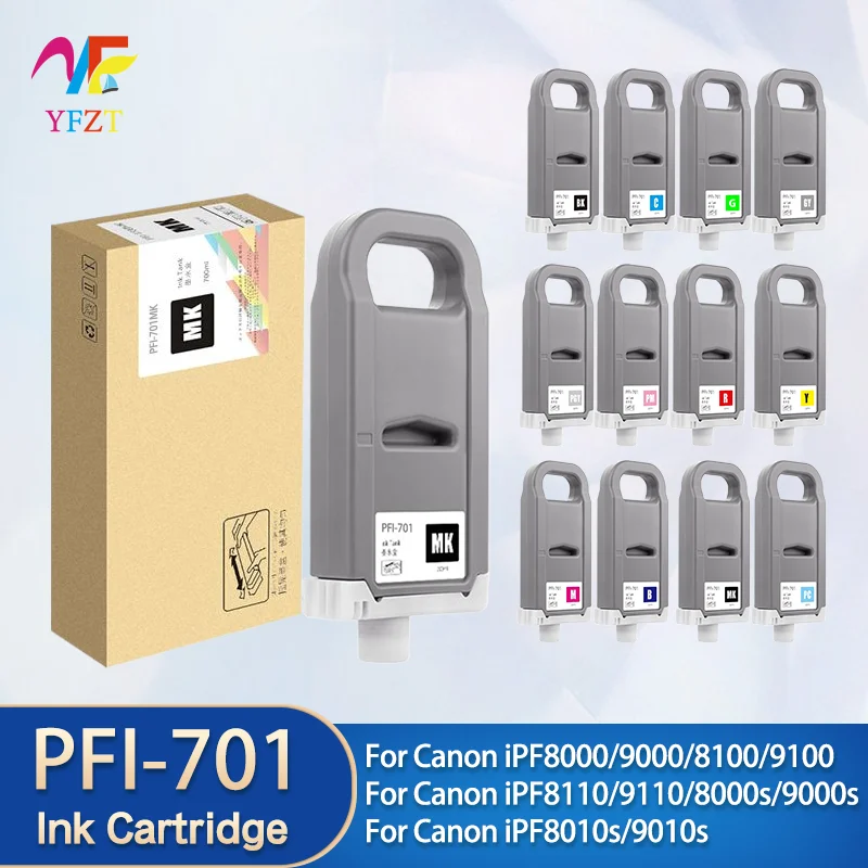 700ml For Canon PFI-701 PFI701 ink cartridge with chip Pigment ink For Canon iPF8000/9000/8100/9100/8110/9110/IPF8000s/9000s