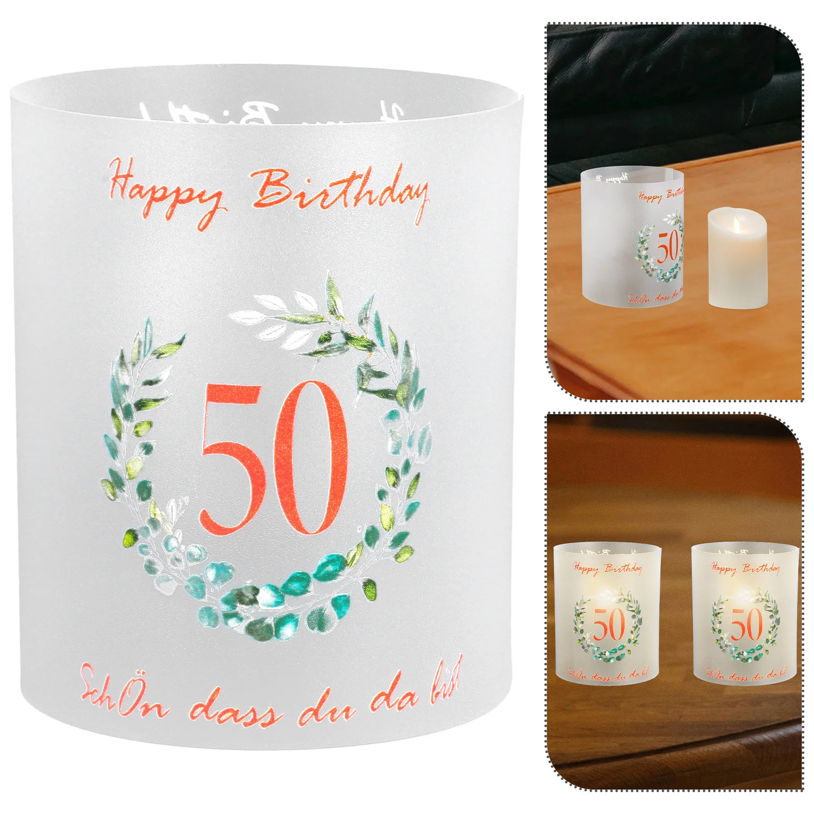 

8pcs Birthday Lamp Shade Pvc Windproof Cylinder For Tea Light Candles Plastic Cover Desktop Decoration Lighting Accessory