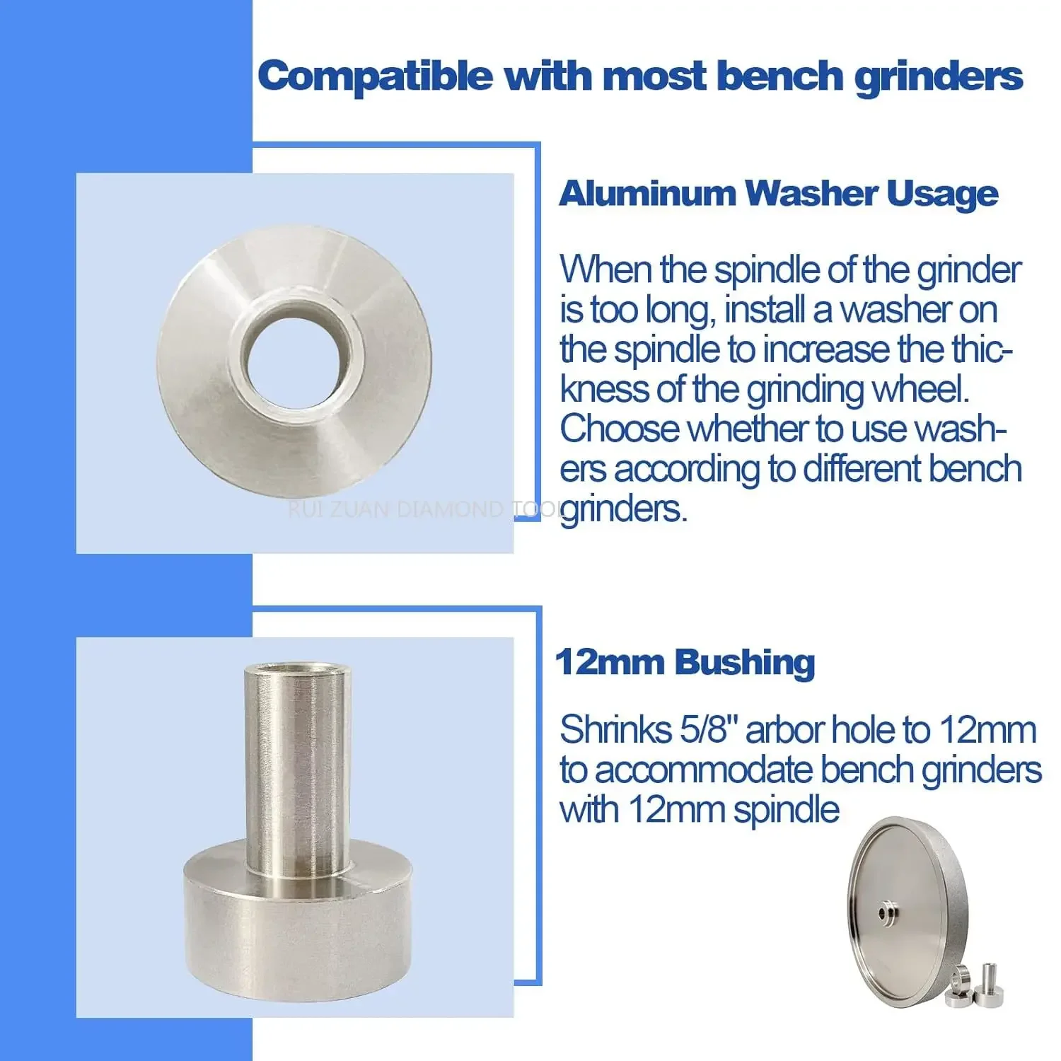 10 inch CBN Grinding Wheel 80/160/400/1000 Grit, 30mm Wide, 5/8\