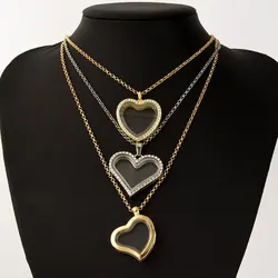 1Pc Sweet Love Heart Memory Locket Pendant Necklaces For Ashes Of Cremation DIY Glass Medaillon Colgantes Collares Jewelry