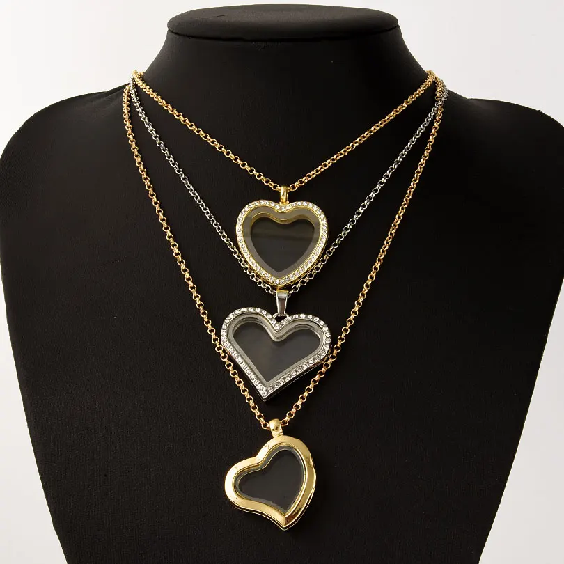 1Pc Sweet Love Heart Memory Locket Pendant Necklaces For Ashes Of Cremation DIY Glass Medaillon Colgantes Collares Jewelry
