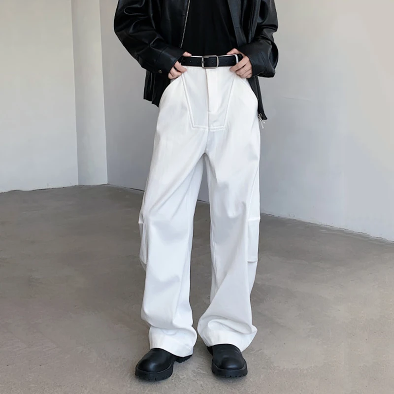 IEFB Spring 2025 Casual Pants Men's Wear Deconstructive Design Splicing Curved Knife Trousers New Fashion Tide White 9C6990