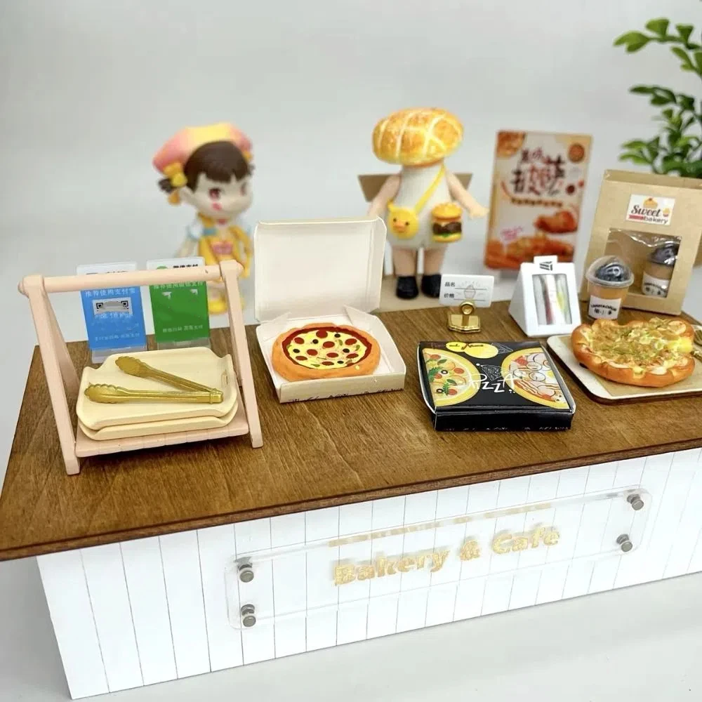 5 pçs 1:12 mini modelo de pizza de simulação com caixa de embalagem casa de bonecas modelo de pizza artificial realista bonito simulação brinquedo de cozinha