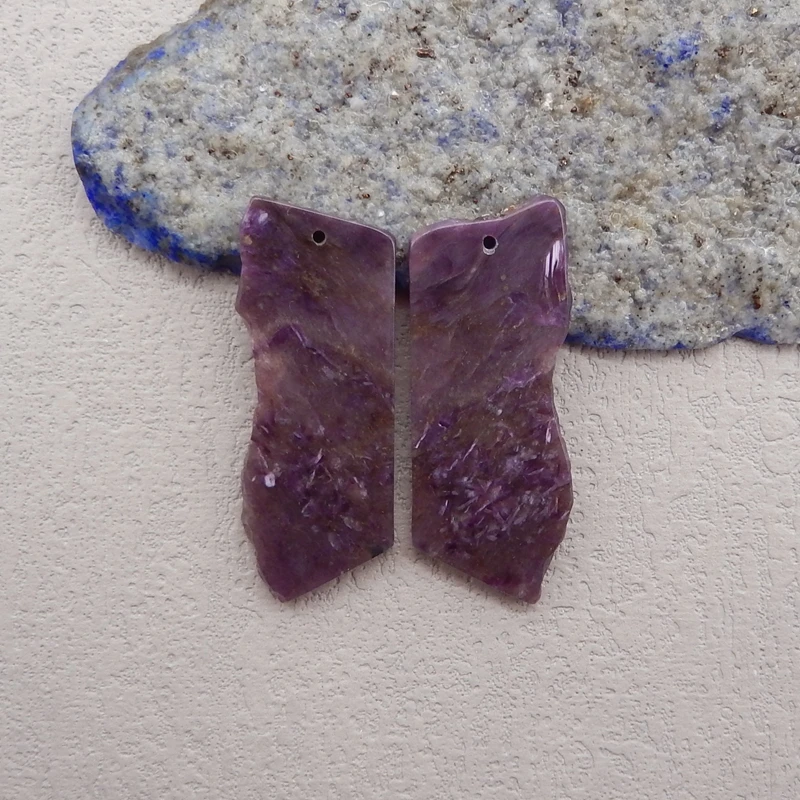 Natural Stone Charoite Nugget Earring Beads,Fashion Jewelry DIY Gemstone Earrings Accessories For Women 41x16x3mm 8g