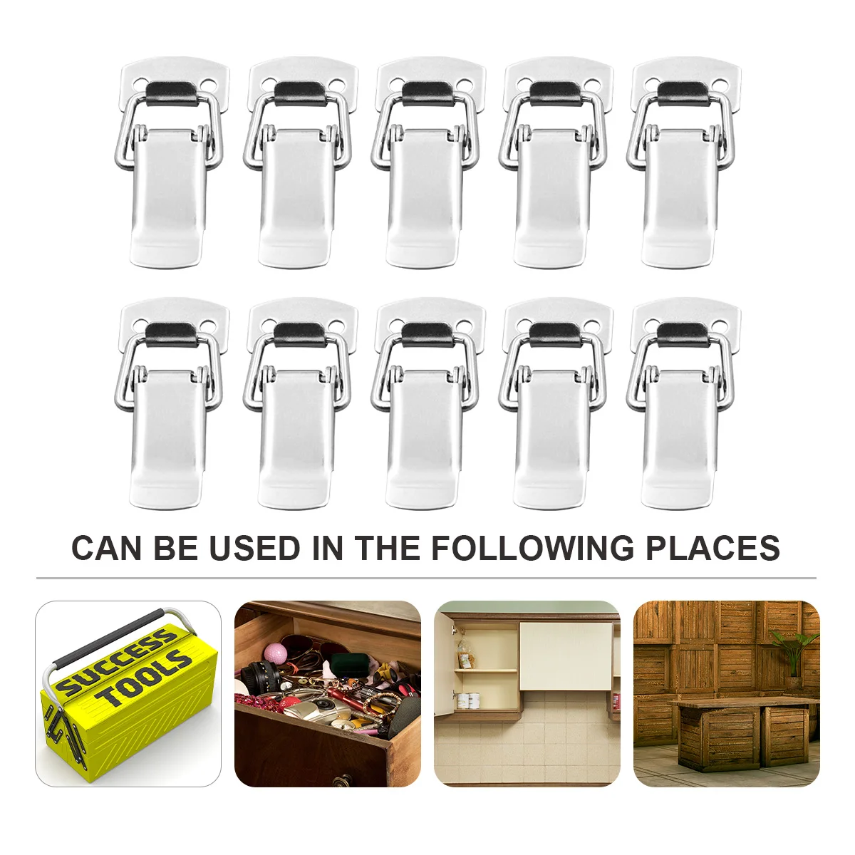 

10pcs Stainless Steel Cabinet Box Locks Spring Loaded Durable Secure Easy Install Door Cabinet Storage Home Office