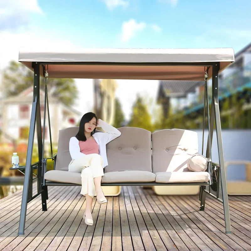 Rocking swing outdoor courtyard villa hanging chair outdoor garden balcony solar home three people Internet celebrity swin