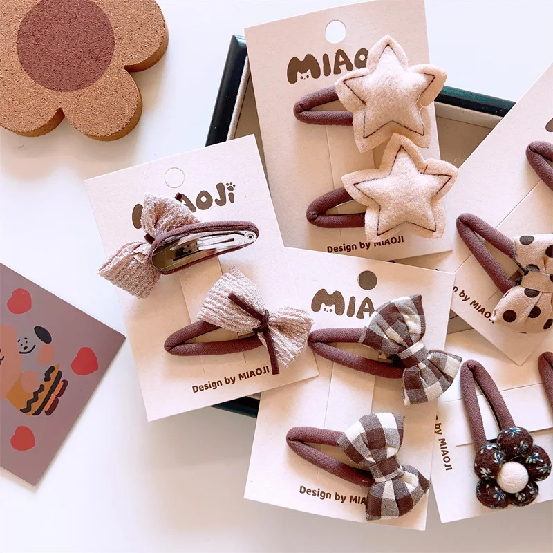 Korea Style Coffee Color Cute Star Hair Clip For Kids Hair Bow Girls Hairpins Baby Bangs Star Clips children Hair Accessories