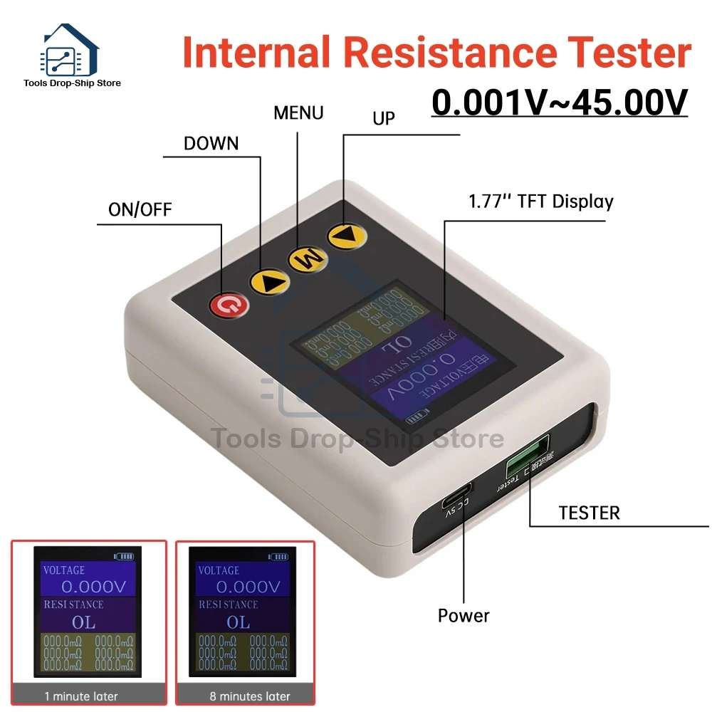 

TS4520 Battery Voltage Internal Resistance Tester DC 5V Powered AC 4-Wire Method Professional Voltage Internal Resistance Meter