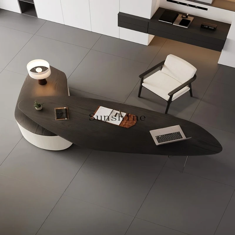 

Solid wood special-shaped light luxury simple commercial boss table