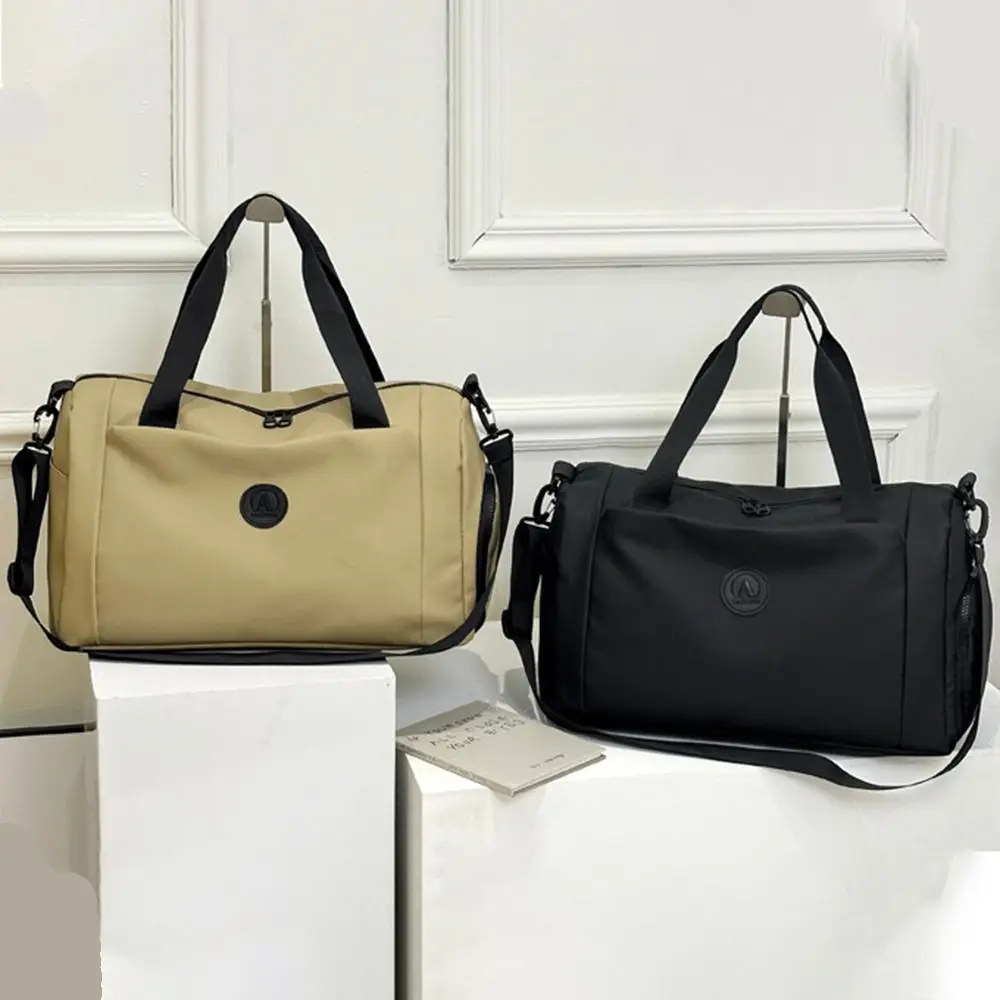 

Portable Oxford Travel Luggage Bag Foldable Sturdy Nylon Duffle Bag Multi Layered Short Distance Large Capacity Handbag Girl