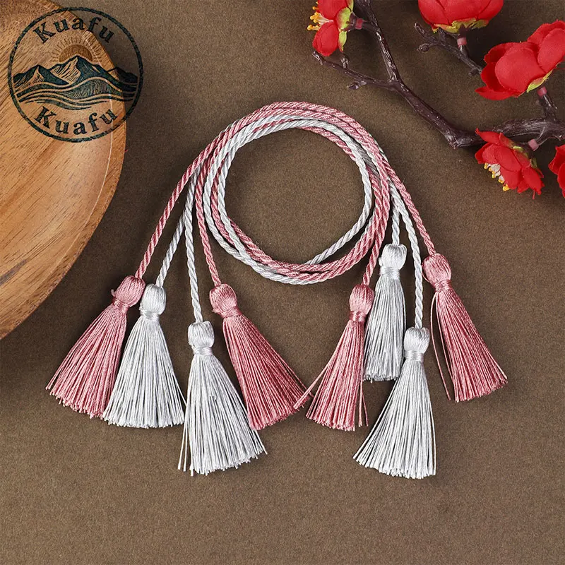 5PCS 54cm Long Rope Double Tassels Graduation Garments Silk Cord Tassel Fringe For DIY Crafts Home Curtain Decor Supplies