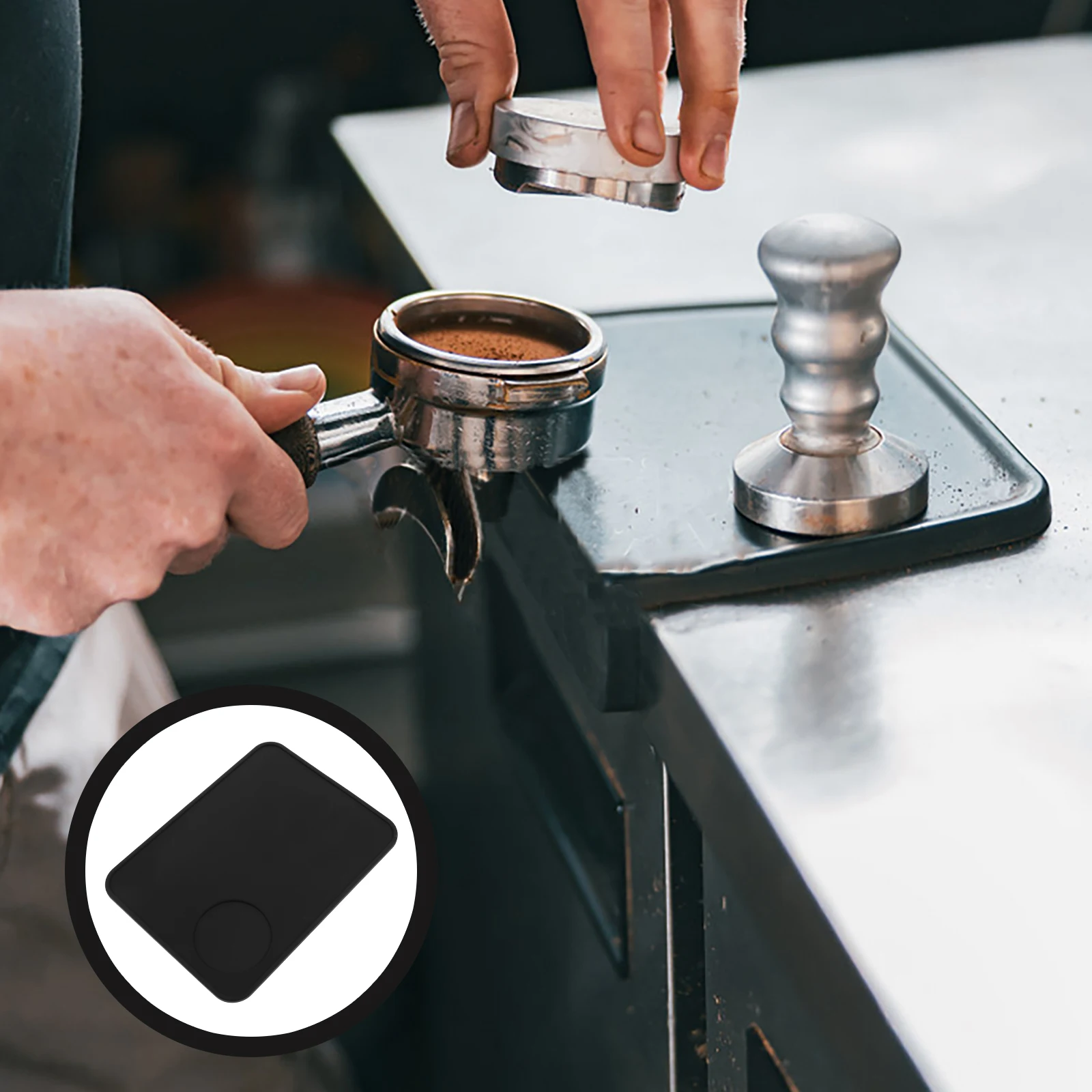 

Pad Black Silicone Mat Large Tamping Espresso Machine Accessories Non Slip Kitchen Countertop