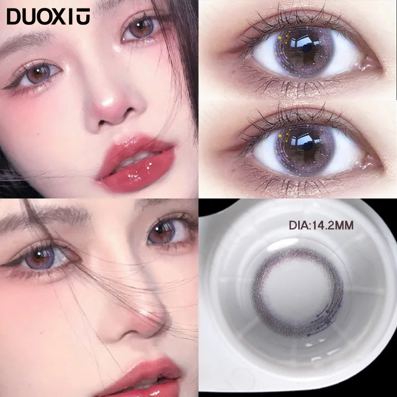 DUOXIU 1 Paar neue stilettfarbene Kontaktlinsen, Korea, Natur, Mode, Rosa, Lila, Myopie, hochwertige weiche Linse, schneller Versand