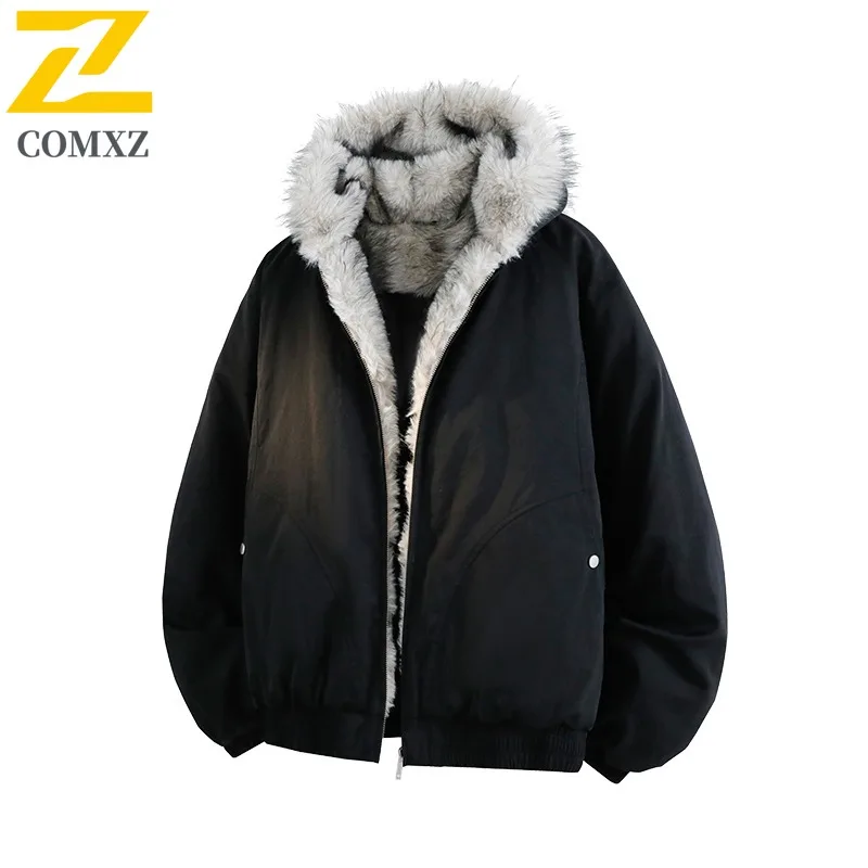 COMXZ سترة الخبز خفيفة الوزن دافئة الحد الأدنى الكورية نمط العمل مبطن سترة 2025 السفر موضة كلاسيكية الرجال جواكت شتوية