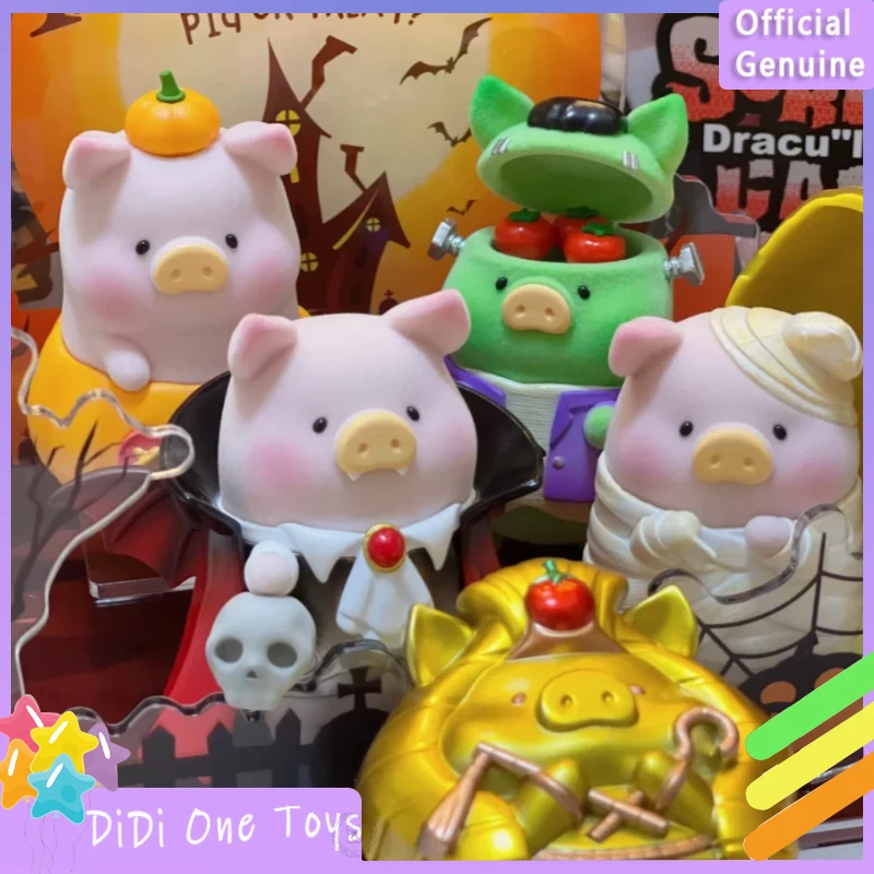 

Lulu The Canned Pig Halloween Series Blind Box Set Vampire Mummy Frankenstein Pumpkin Monster Action Figure Kids Christmas Gift