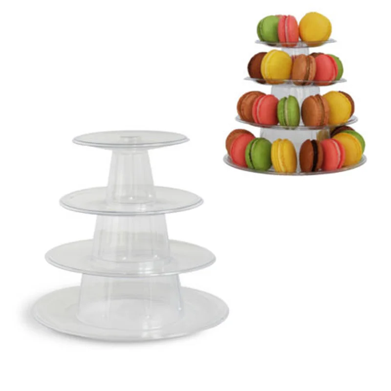 Display Rack Wedding Birthday 260*210mm High quality 4 Tiers Macaroon Display Stand Stand Clear Round Macaroon Tower