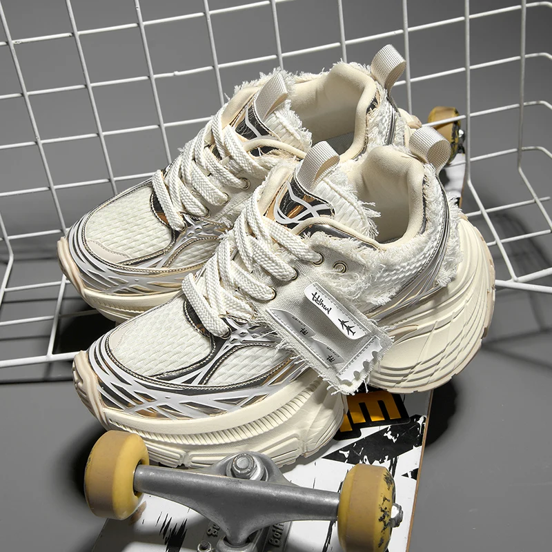 

White Chunky Sneakers Women Summer Autumn Bling Rhinestones Shoes for Girls Thick Platform Footwear Size 36-44 Shoes for Men