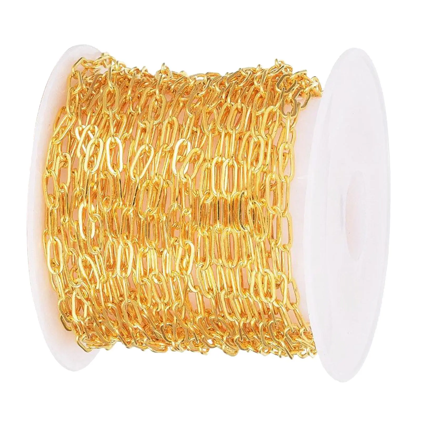 

16-футовая позолоченная цепочка скрепки для бумаг, латунное звено для изготовления ювелирных изделий