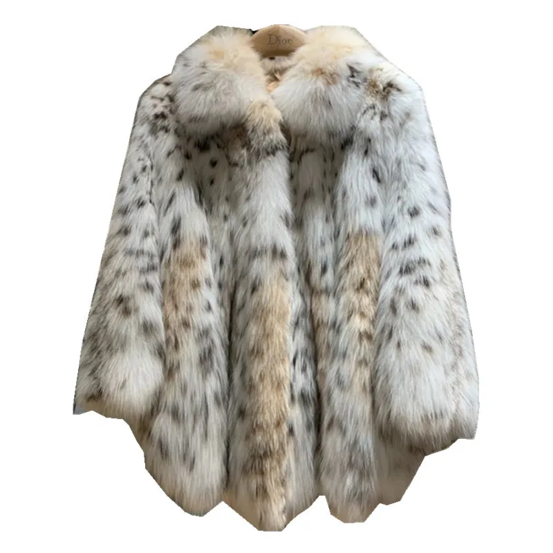 2022 autunno e inverno nuovo cappotto di pelliccia maculata con stampa leopardata cappotto di pelliccia di volpe imitazione di media lunghezza da donna giovane cappotto