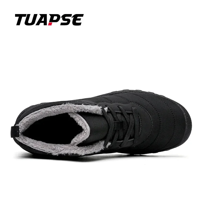 TUAPSE Men's Snow Boots Canvas Waterproof Comfortable Non-Slip Lace Up Plush Warm Light Shoes For Men Size 39-48