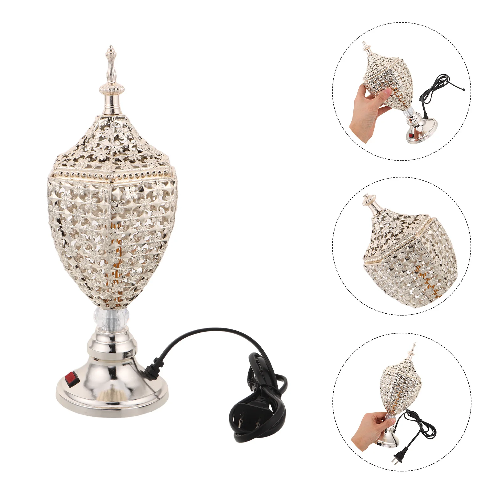 

Electric Incense Burner Silver Plug-in Aromatherapy Censer for Home Office Tea House Oud Frankincense Heater Tabletop