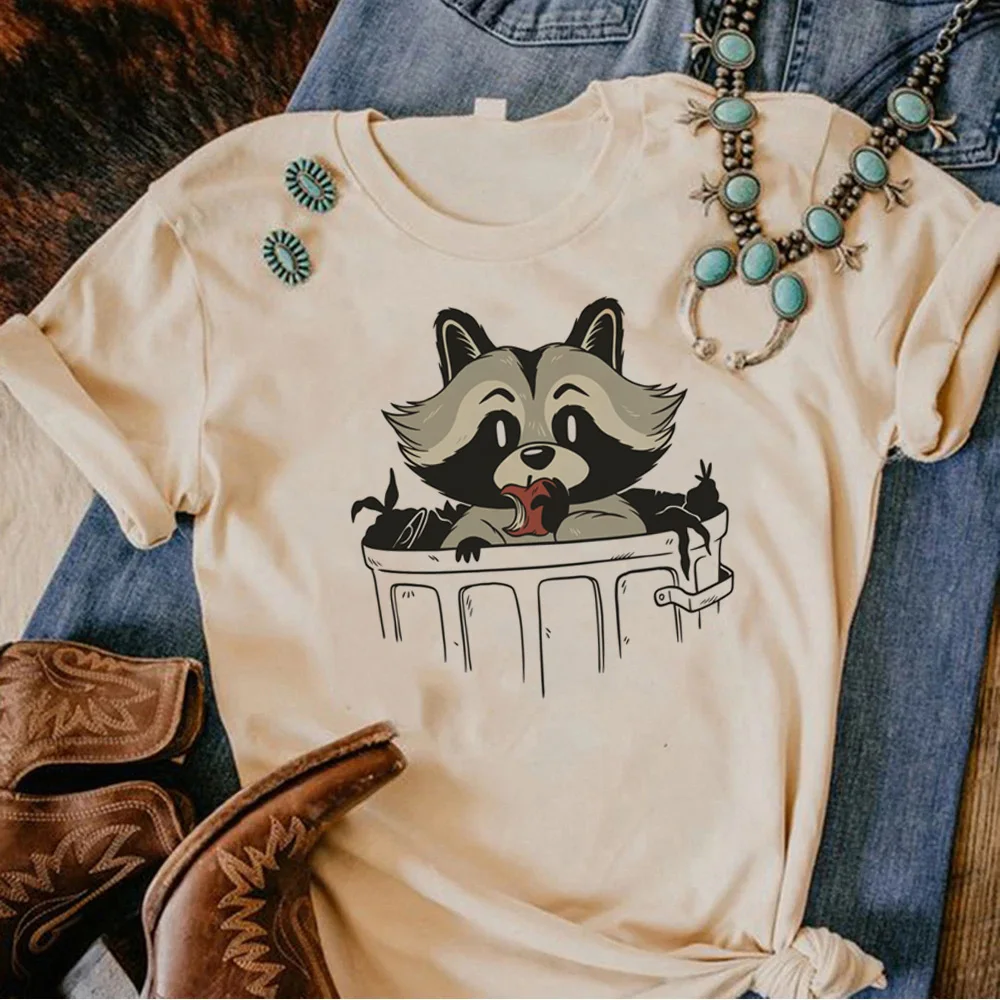 Racoon Tee women comic funny manga top female manga funny graphic clothes