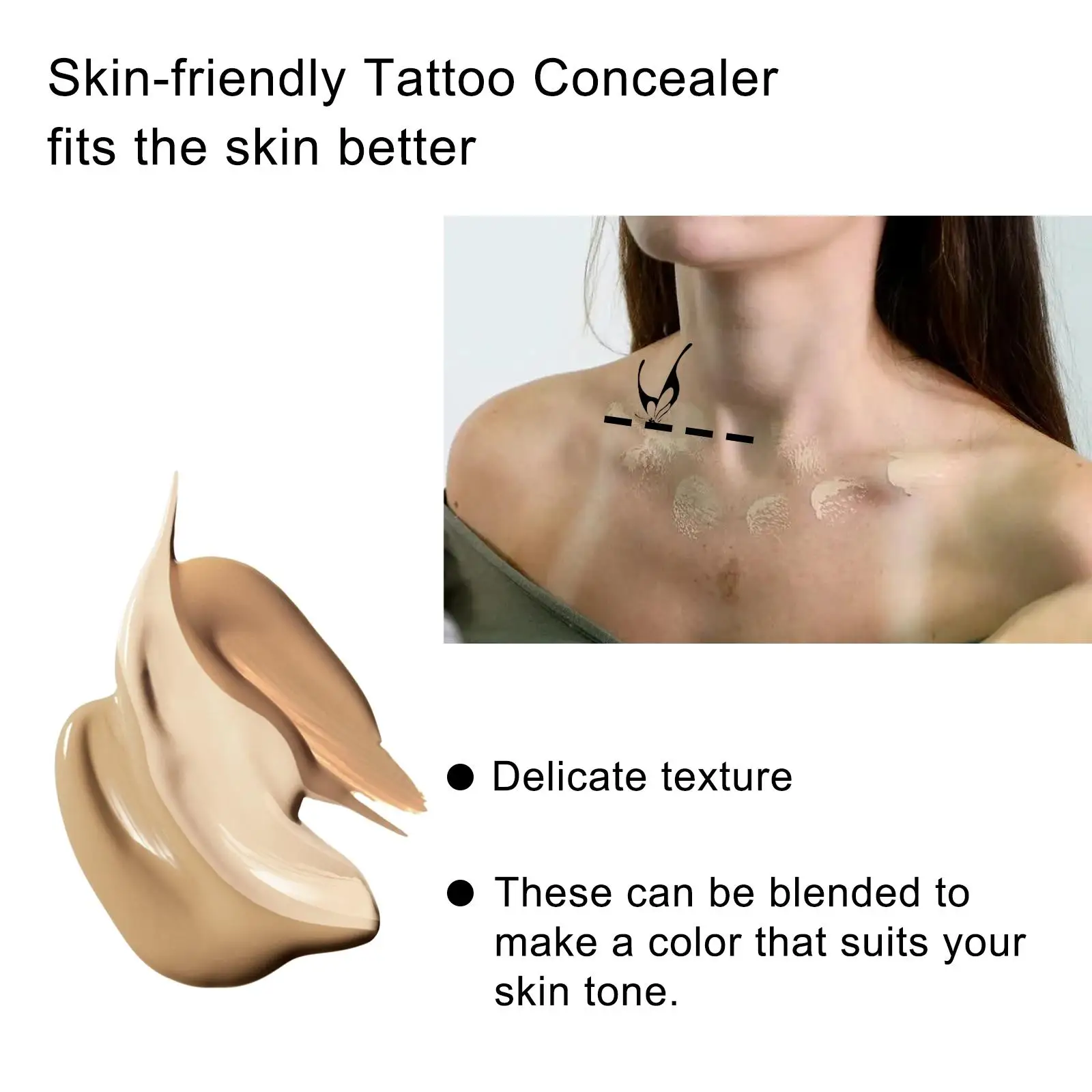 2xTattoo Concealer Set Maquillaje de cobertura total para marcas de nacimiento Cuerpo Cara Hombres Mujeres