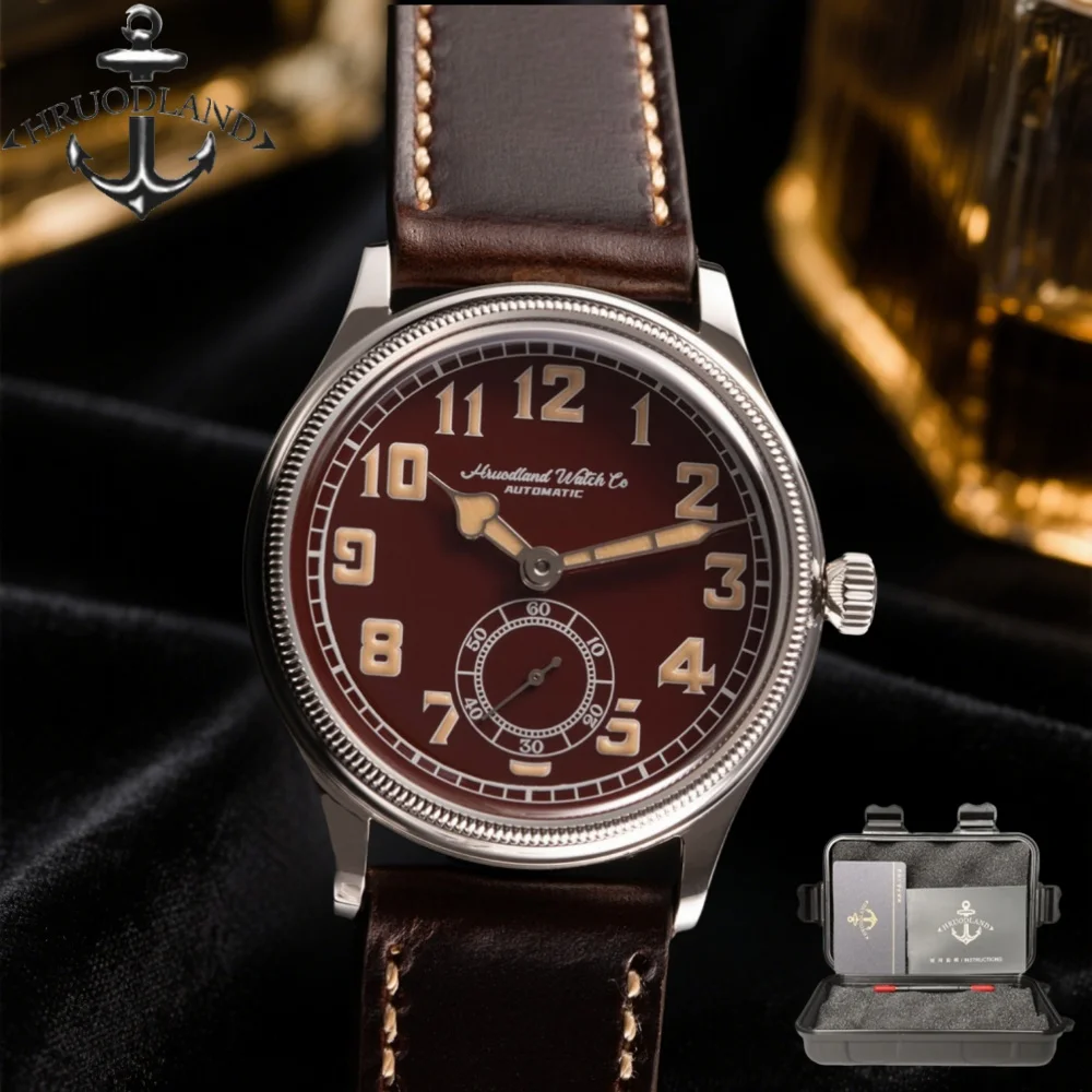 Hruodland 2025 Neue Männer Automatische Mechanische Uhr Seagull ST1701 38mm Pilot K1 Glas Edelstahl Leder Reloj Hombre