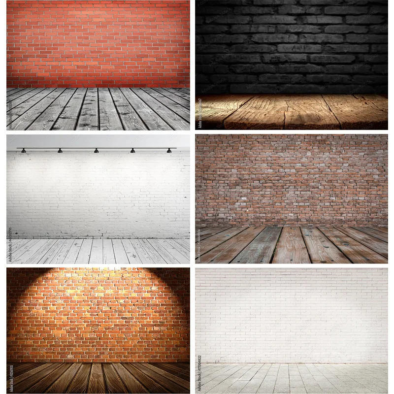 

Vinyl Custom Vintage Brick Wall Wooden Floor Photography Backdrops Photo Background Studio Prop ZXX-24