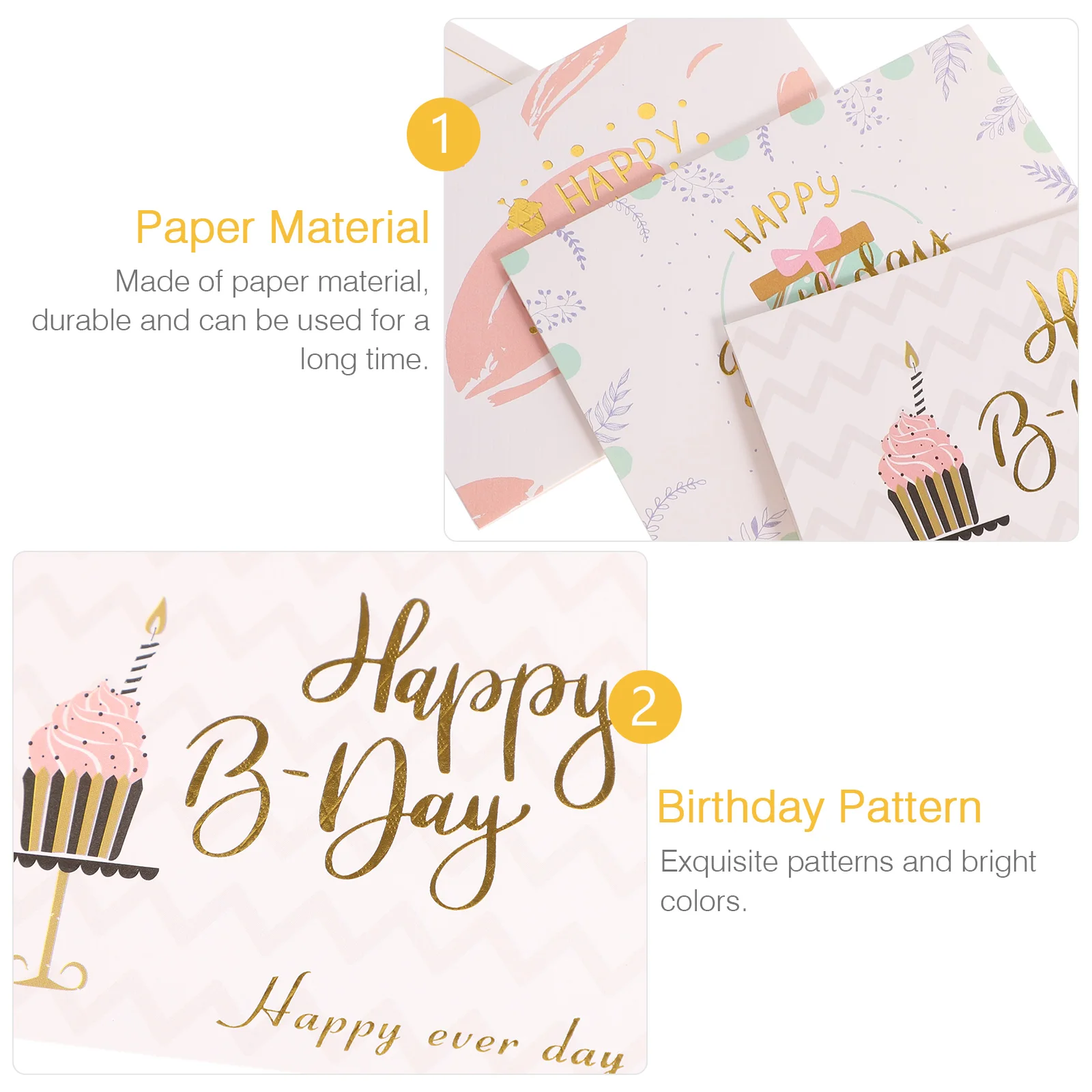 

40 Pcs with Envelope Birthday Card Child Party Decorations Paper Happy Greeting Cards