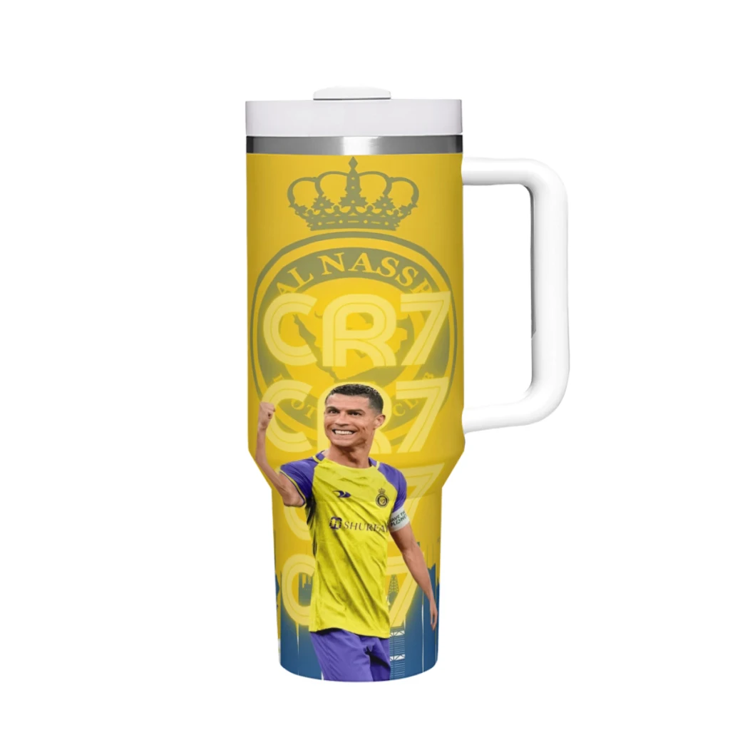 

players Cristiano Ronaldo 40 oz Tumbler with Handle and Straw Lid,Stainless Steel Insulated