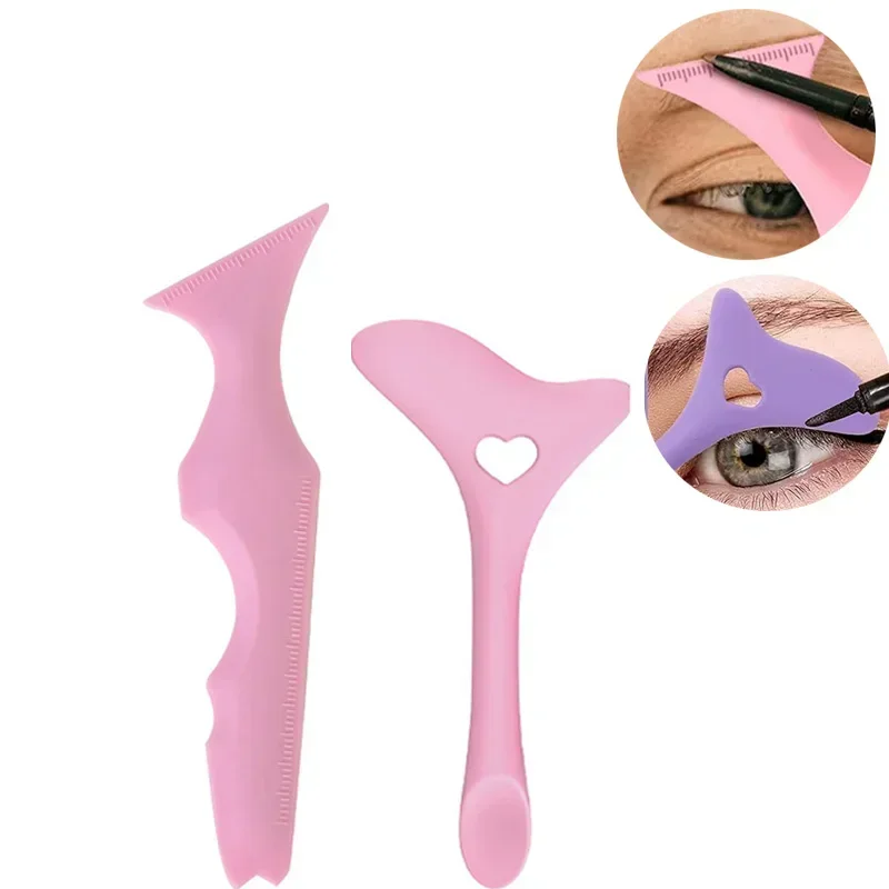 CNKESS 2Pcs Silicone Eye Makeup Ruler Set Multifunctional Eyeshadow Highlight Lipstick Eyeliner Aid