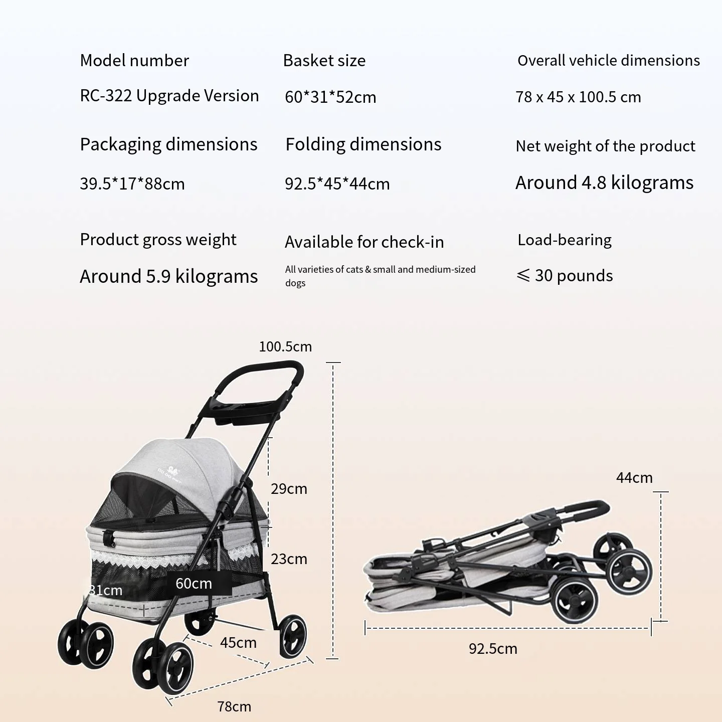 عربة أطفال دانتيل مخفية من الدانتيل للحيوانات الأليفة والقطط والكلاب عربة أطفال من الدانتيل على شكل قطة كلب تيدي عربة أطفال صغيرة خارجية خفيفة الوزن قابلة للطي وقابلة للتنفس
