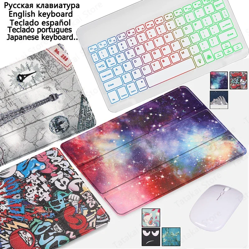 PU Leather Magnetic Stand Cover for Xiaoxin Pad 2024 Case 11 inch TB330FU/331FC Tab M11 Rainbow Backlit Keyboard BT Wireless