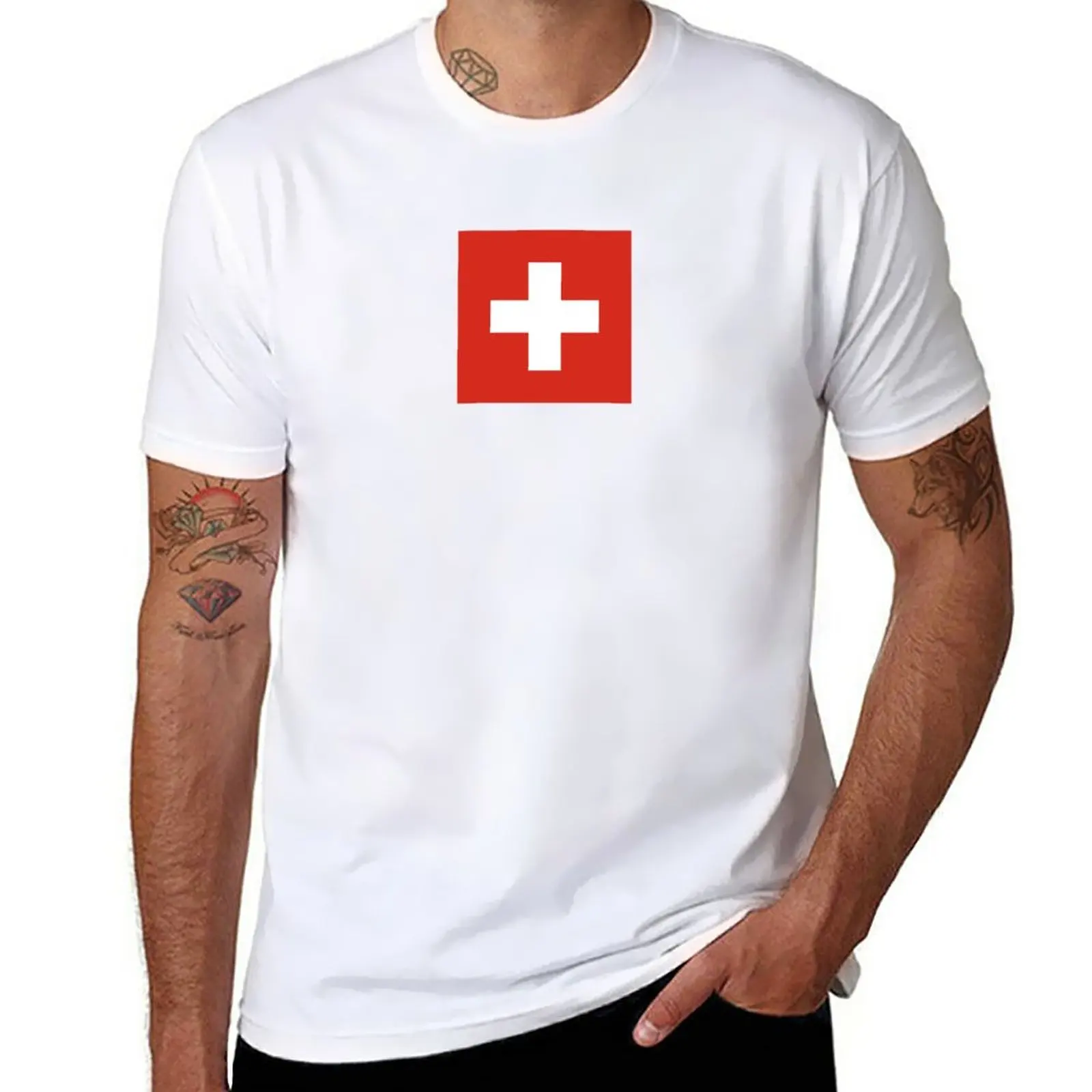 

New Switzerland National Flag T-Shirt - Swiss Sticker Bedspread Duvet T-Shirt tees mens long sleeve t shirts