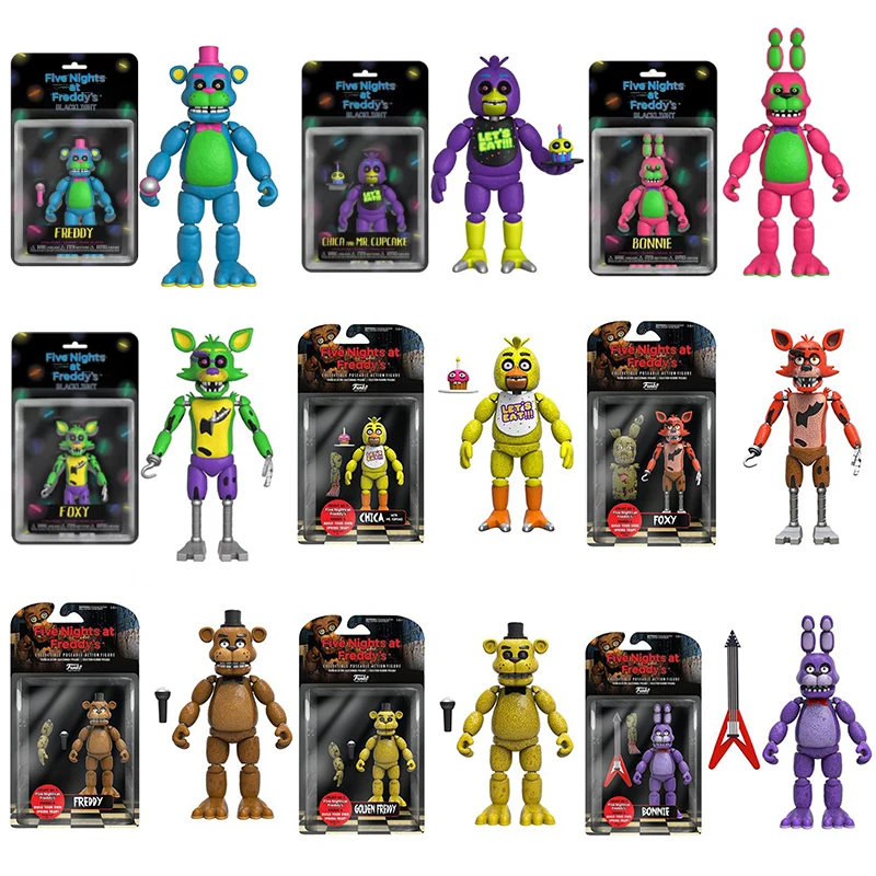 14cm FNAF Action Figure Freddy Bonnie Foxy Figures Collection Model Game Role Doll Nightmare Fredbear Movable Figurine Toys Gift