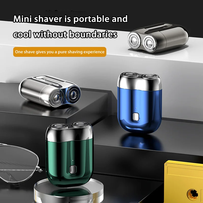 ใหม่ Double-headed MINI Magnetic Shaver Type-C ชาร์จเงียบล้างทําความสะอาดได้เครื่องโกนหนวดไฟฟ้าแบบพกพาผู้ชายผู้หญิงไฟฟ้ามีดโกน